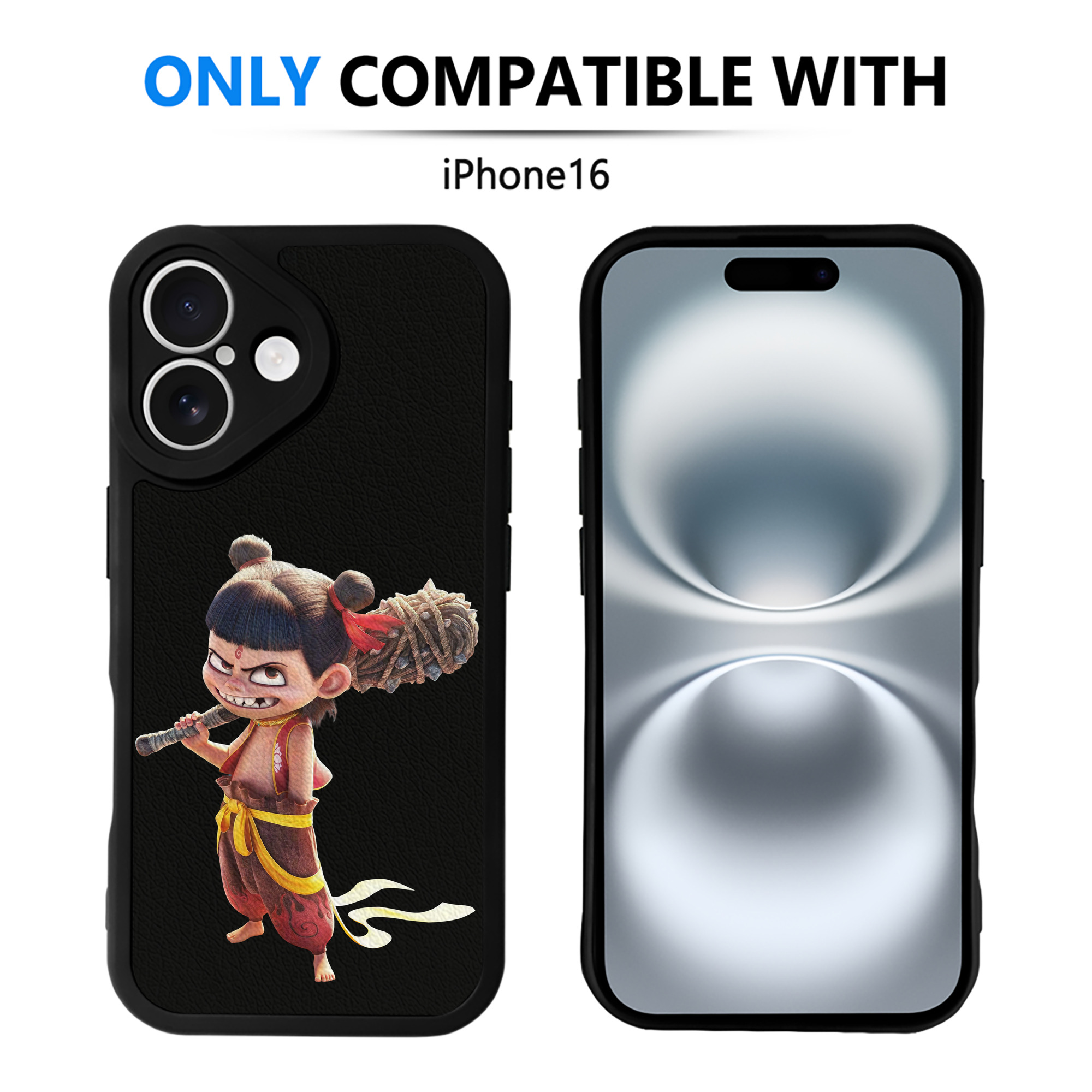 （画像用） Ne Zha 2 ナタ 魔童の大暴れ 【iPhone 16シリーズ対応】シリコンスマホケース（レザー調） 材質：シリコン